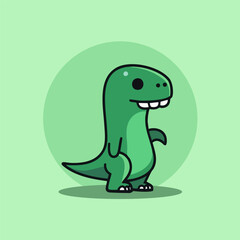 Cute Cartoon Green Dinosaur with a Wide Smile