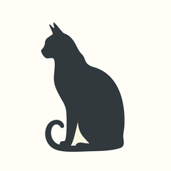 Elegant Cat Silhouette with Curled Tail