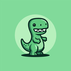 Playful Cartoon Green Dinosaur with a Wide, Toothless Smile