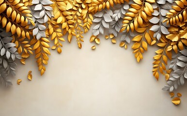 Gold and Silver Leaves Frame Elegant Design