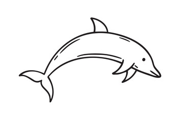 dolphin doodle hand drawn icon set. Outline drawing dolphin line clipart symbol collection