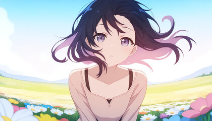 風に靡く髪の毛