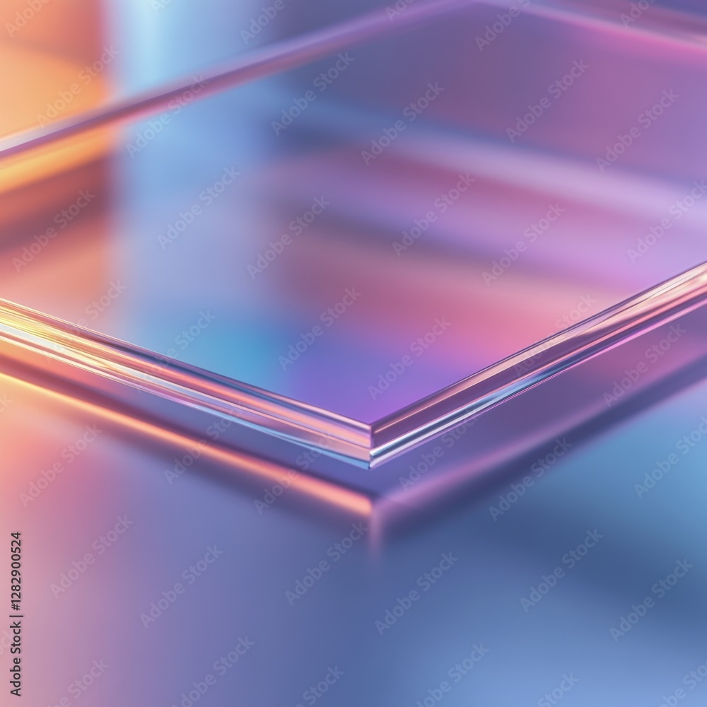 Poster Abstract Prism: Capturing Light and Color Through Precision, Showcasing Geometry and Refraction with Muted Pastel Tones