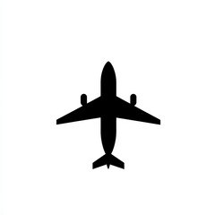 Black and White Airplane Silhouette:  A simple iconic representation of air travel, journey and transportation.