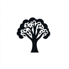 Black and White Graphic Tree Illustration: A Simple and Elegant Tree Design on a Clean White Background.