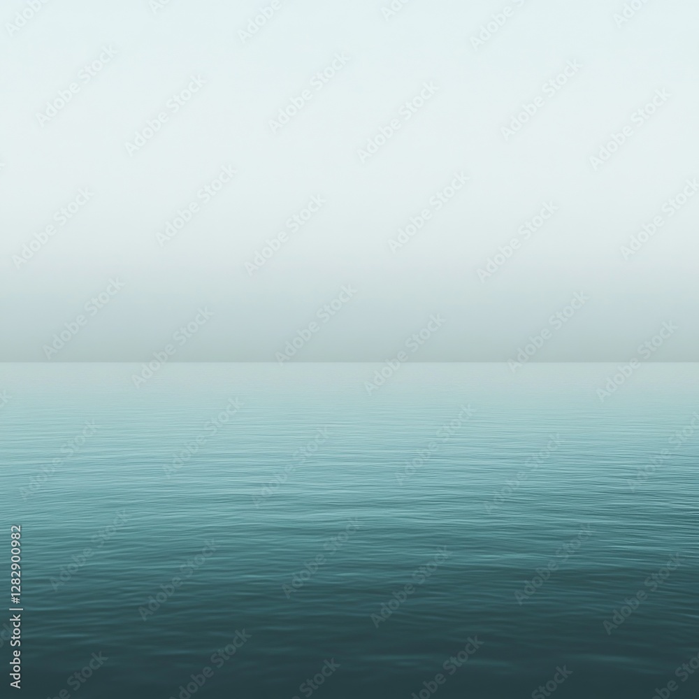 Poster calm ocean scene with horizon and gradient sky: a serene vertical landscape of blue water and soft l