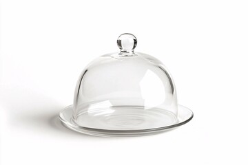Obraz premium This elegant glass butter bell, set against a white backdrop, beautifully fuses style and functionality for ideal butter storage and serving.