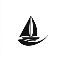 Sleek Black and White Sailboat on the Water: Minimalist Design for Nautical Themes and Corporate Identity