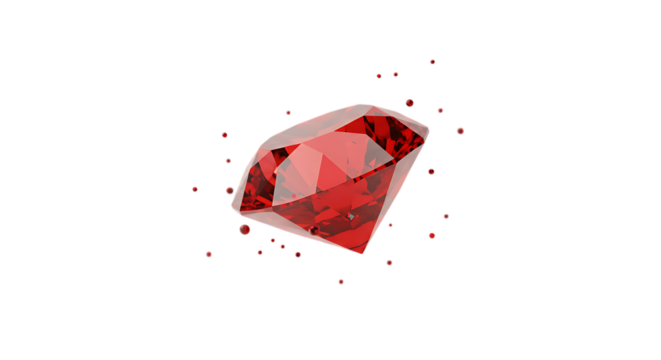 Gleaming Red Ruby Gemstone with Sparkling Reflections on a Black Background