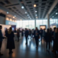Blurred Business Conference with Professionals Networking