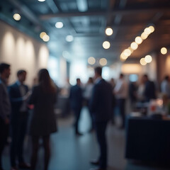 Blurred Business Networking Event in a Contemporary Conference Hall
