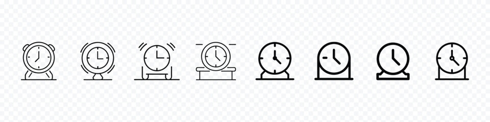 table clock icon, vintage classic table clock icon, minimalist Analog Clock icon, Vintage Table Clock line icons