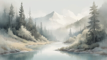 mountain lake in the morning