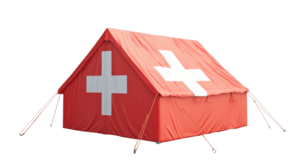 First aid camp isolated on white background