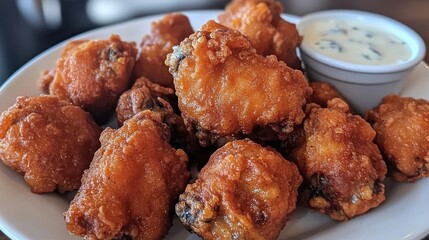 Golden Fried Chicken Wings with Creamy Dip