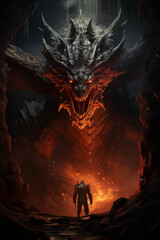 Epic Dragon&rsquo;s Lair with Glowing Treasure - Fantasy Adventure A