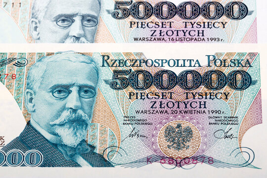 Old Polish money - 500000 Zloty a background