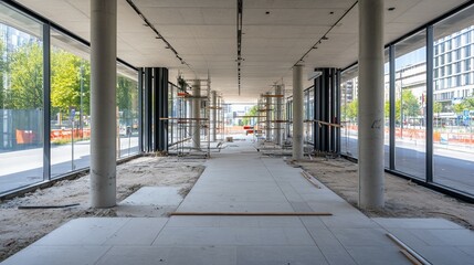 Modern building interior under construction