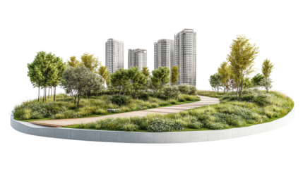 Urban green space development modern city landscape architecture nature aerial view sustainability concept