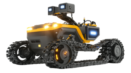 Innovative robot vehicle demonstration technology lab 3d model futuristic environment close-up view engineering concepts