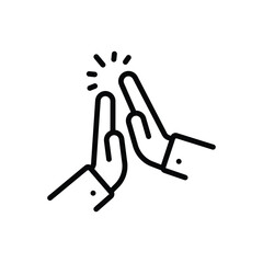 Black line icon for high five
