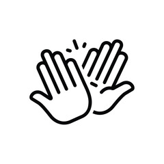 Obraz premium Black line icon for high five