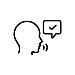 Black line icon for verbal approval