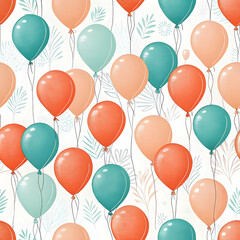 Peach & Teal Balloons Seamless Pattern | Free Download