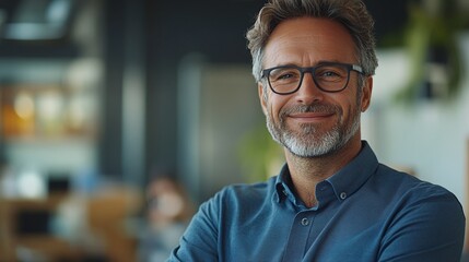 Fototapeta premium corporate manager and mature ceo standing in office with professional confidence and career success as business leader at work