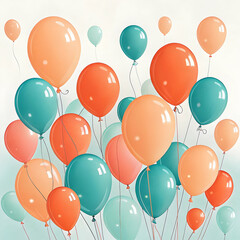 Obraz premium Peach & Teal Balloons: Party Background Image