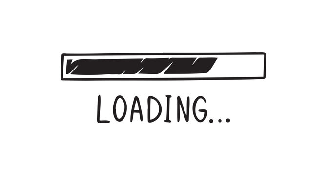 loading bar doodle hand drawn icon. Outline drawing loading bar line clipart symbol