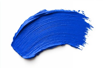Fototapeta premium Vibrant Blue Paint Stroke Creating Artistic Wave Texture on a White Background