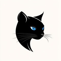 Obraz premium Elegant Russian Blue: A Minimalist Black Cat Portrait