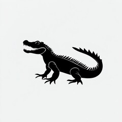 Obraz premium Sleek Black Crocodile: Minimalist Design, Powerful Symbol.