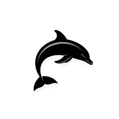 Fototapeta premium Sleek Black Dolphin: A Minimalist Design, Elegant and Graceful.