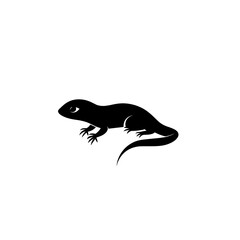 Obraz premium Sleek Newt Silhouette: A Minimalist Black Logo Design