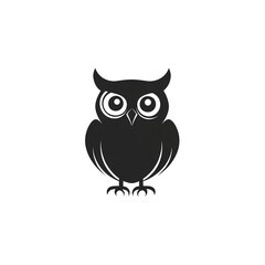 Obraz premium Sleek Black Owl: Minimalist Logo Design. Perfect for branding!
