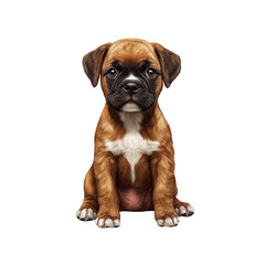 Obraz premium Adorable Boxer Puppy Sitting, Digital Painting