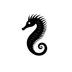 Fototapeta premium Elegant Black Seahorse: Minimalist Design, Ocean Grace