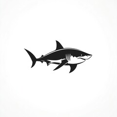 Fototapeta premium Sleek Shark Silhouette: Minimalist Black Logo Design