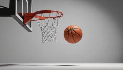 Fototapeta premium Basketball mid-air about to enter the hoop