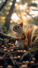 Obraz premium squirrel eating nut