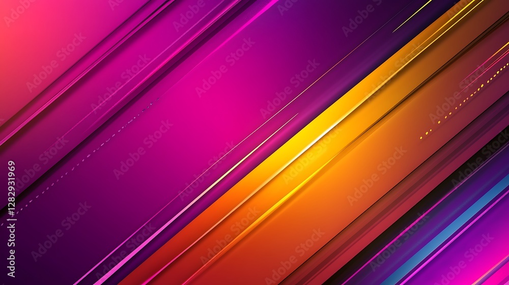 Poster a diagonal abstract composition of colorful lines and shadows