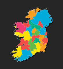 Obraz premium Vector map country Ireland divided on regions