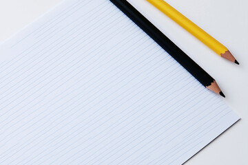 Blank Canvas: A clean, lined notepad with two pencils poised, ready to capture thoughts, ideas, and plans. The pencils offer a creative contrast against the pristine page.