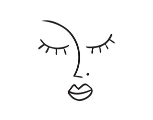 Glamour woman face portrait line art. Outline beauty girl face concept for print clothes, textile
