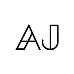 AJ monogram logo design letter text name symbol monochrome logotype alphabet character simple logo