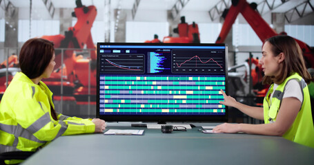 Young female engineer developing automated manufacturing system