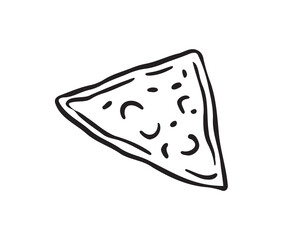 Nachos doodle hand drawn single icon. Nachos drawing line isolated clipart element.