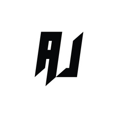 Obraz premium AJ monogram logo design letter text name symbol monochrome logotype alphabet character simple logo